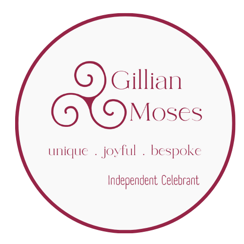 logo Gillian Moses Independent Celebrant Unique, Joyful, Bespoke