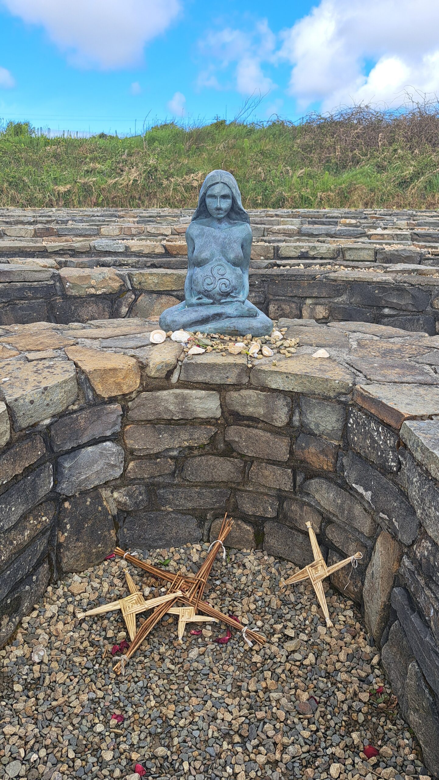 Goddess Danu at centre of labyrinth walk at PureSpace glamping, Querrin, Co. Clare