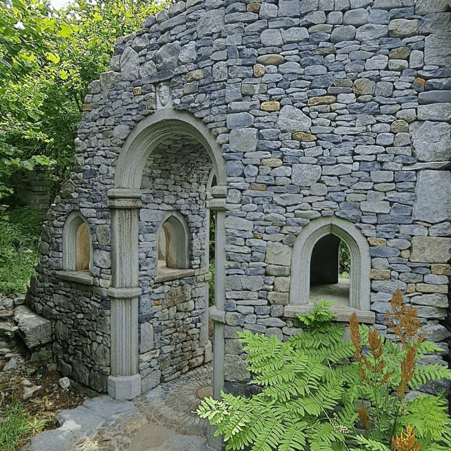 Caherbridge Folly Option for an elopement in County Clare - image of circular folly built from stone, arched entrance and window in view